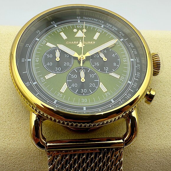 Invicta Chase Durer Flight Aviator 44MM Gold-Tone Case Green Dial Chrono Watch - Picture 3 of 8